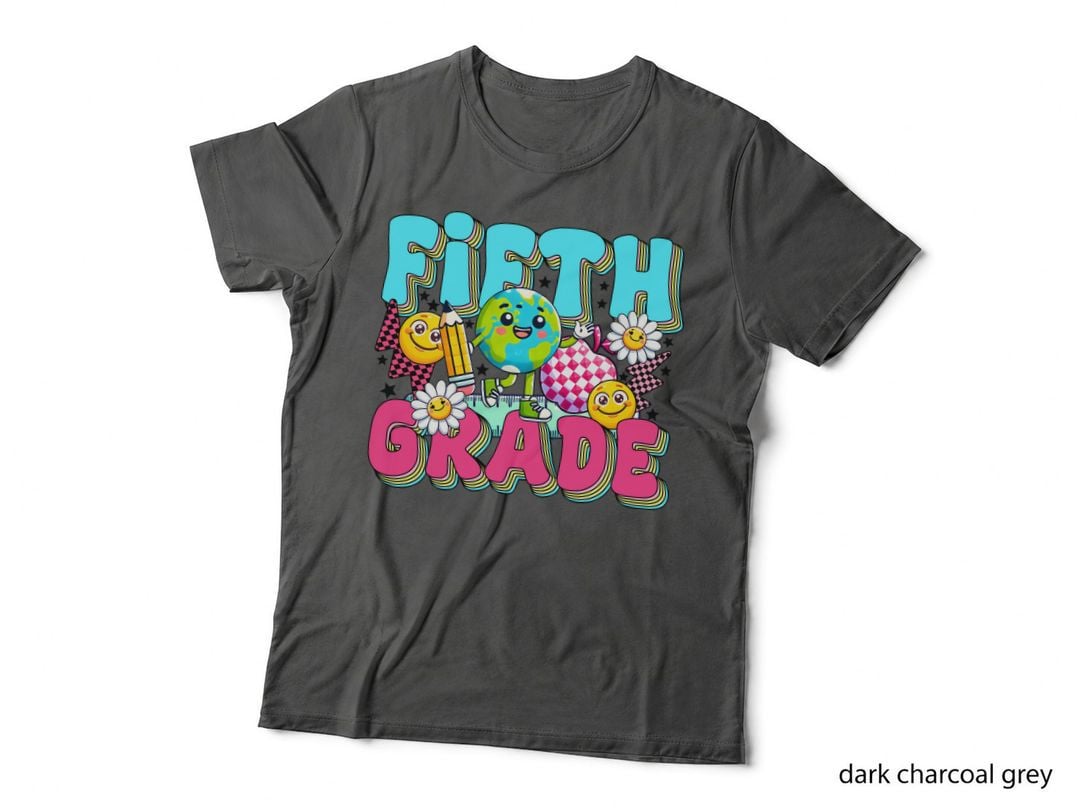 Fifth Grade Back to School T-Shirt, Colorful School-Themed Illustration Graphic