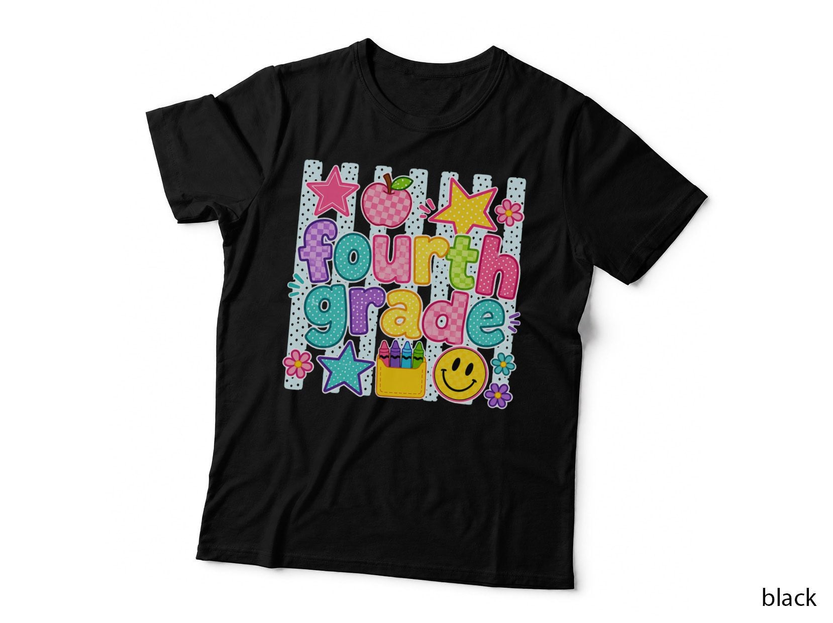 Fourth Grade Back to School T-Shirt, Colorful Fourth Grade Artwork Graphic Tee