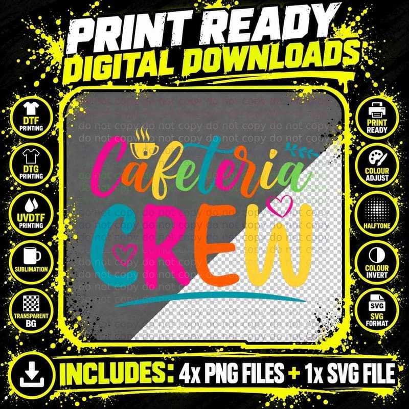 Funny Cafeteria Crew School Lunch Lady Squad Food Png SVG Digital Bundle