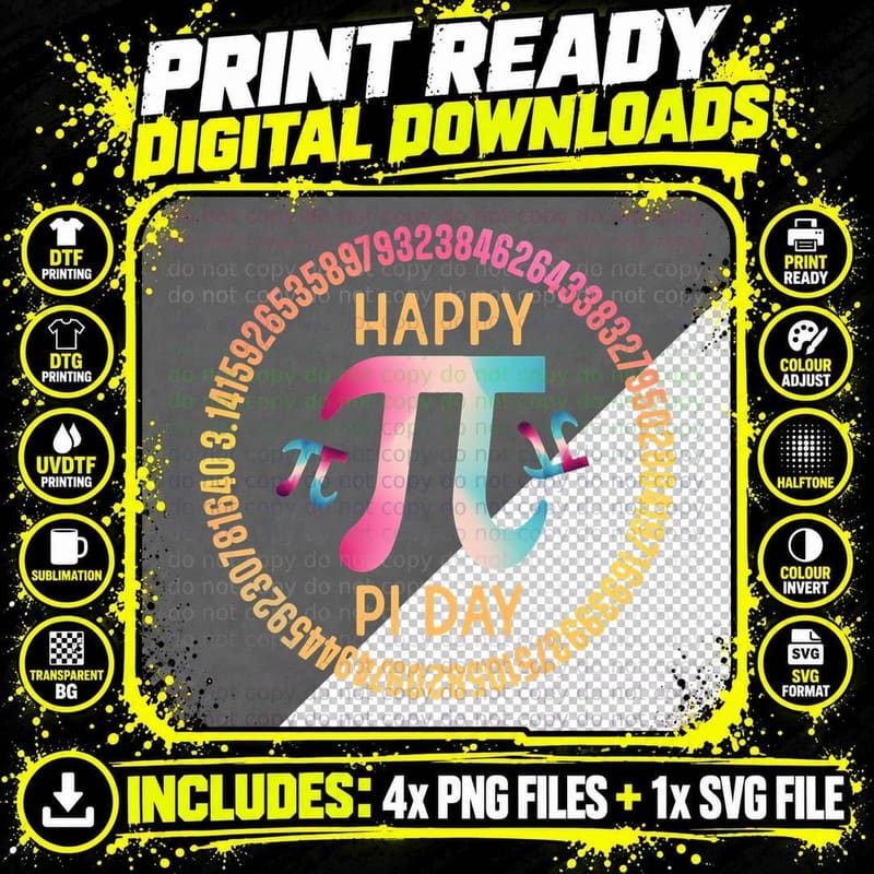 Funny Happy Pi Day Kids Math Teachers Student Professor Png SVG Digital Bundle