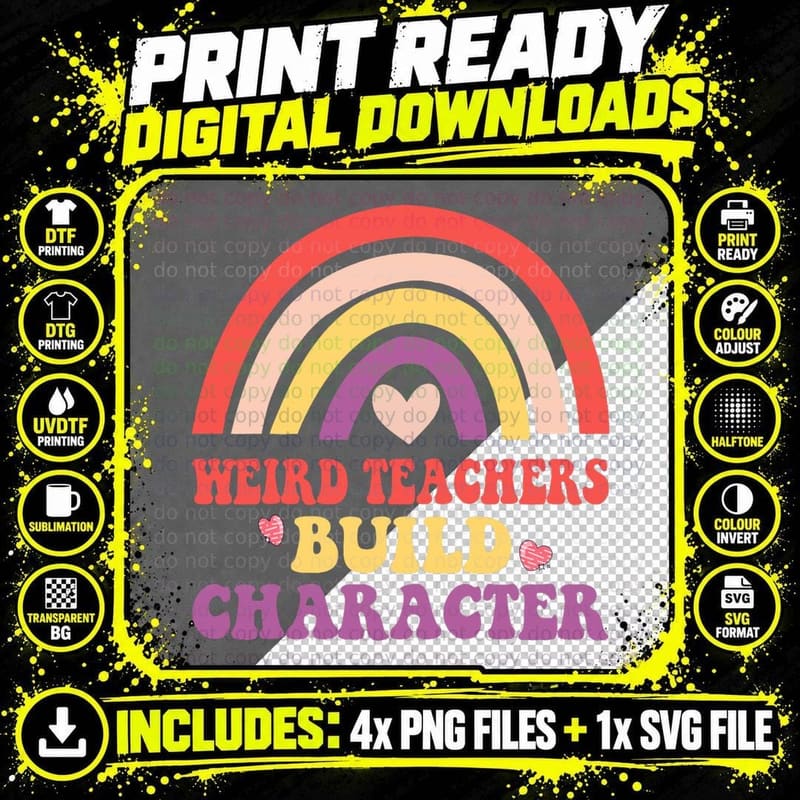 Funny Teachers School Quote Weird Teachers Build Png SVG Digital Bundle