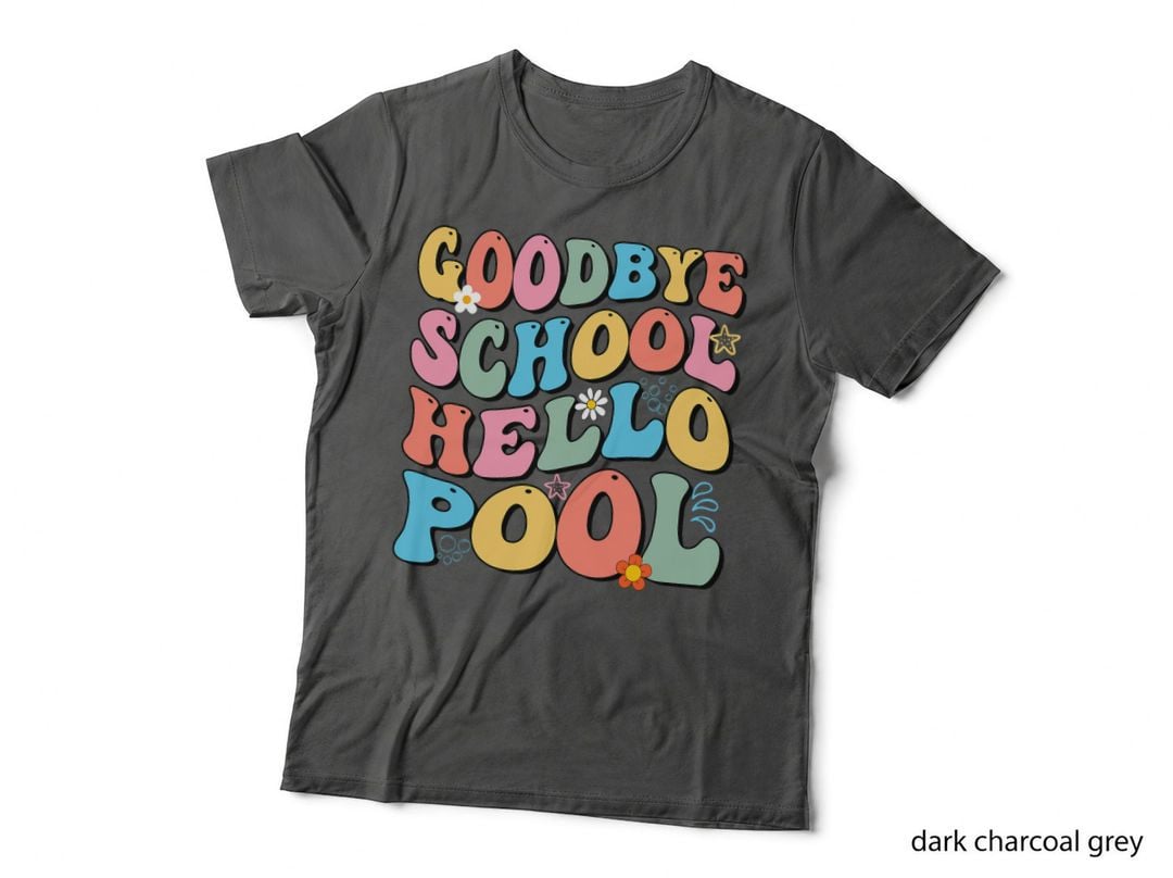 Goodbye School Hello Pool Summer Groovy Last Day of School T-Shirt
