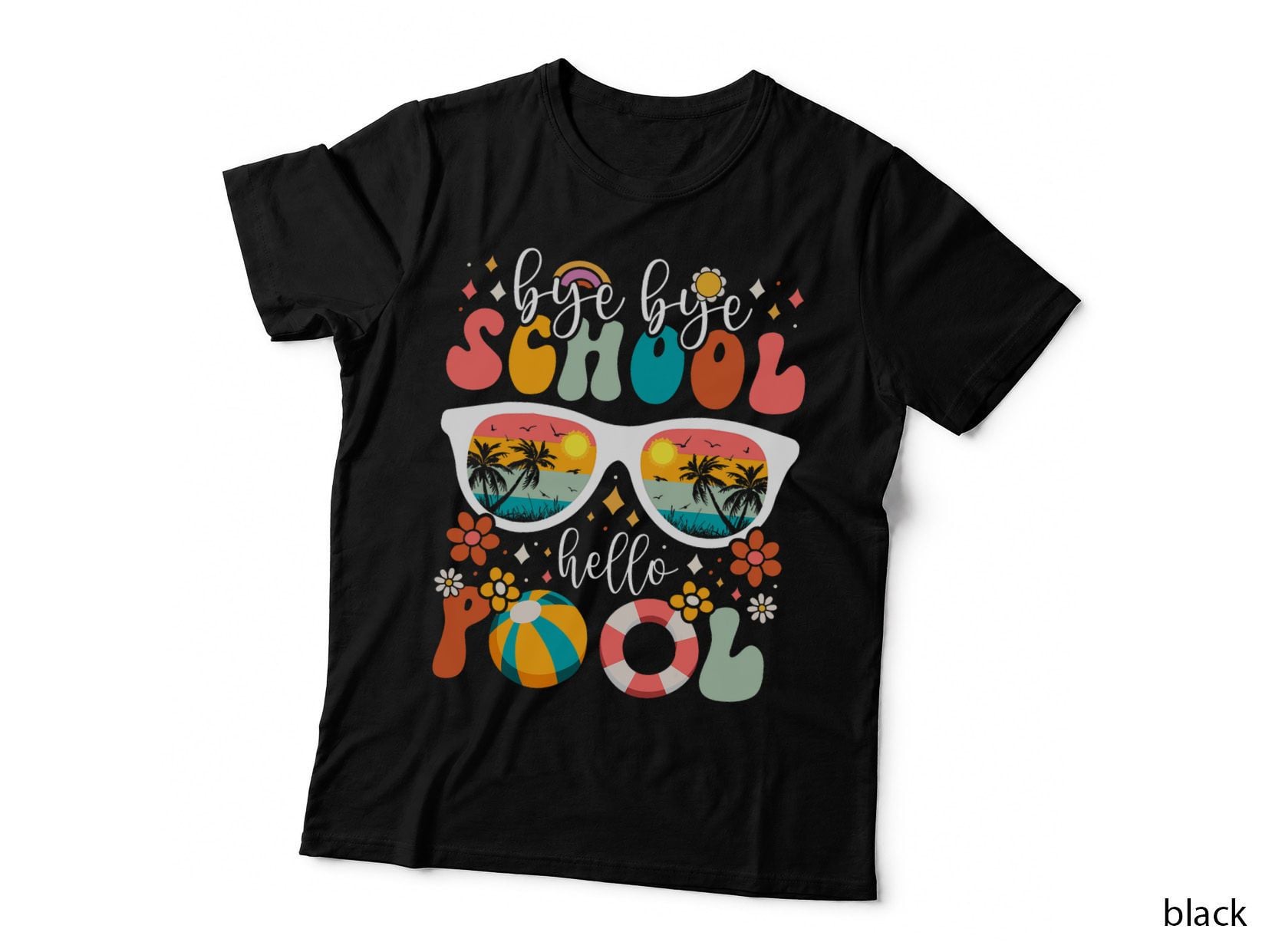 Groovy Bye Bye School Hello Pool Last Day of School Summer T-Shirt