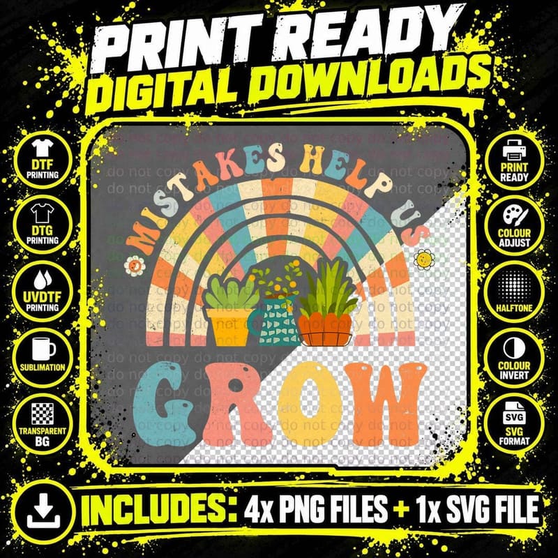 Groovy Growth Mindset Positive Retro Teachers Back to Png SVG Digital Bundle