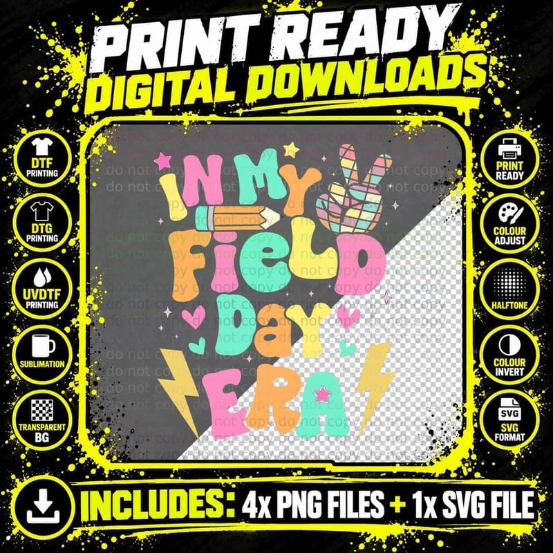 Groovy Retro in My Field Day Era Fun Day Field Trip Png SVG Digital Bundle