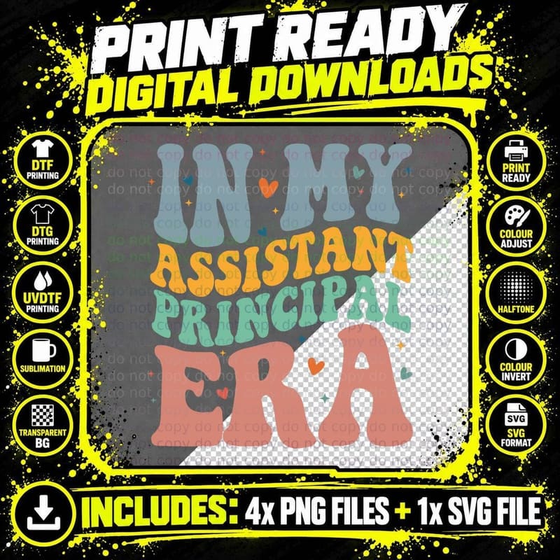 Groovy in My Assistant Principal Era Job Title School Png SVG Digital Bundle