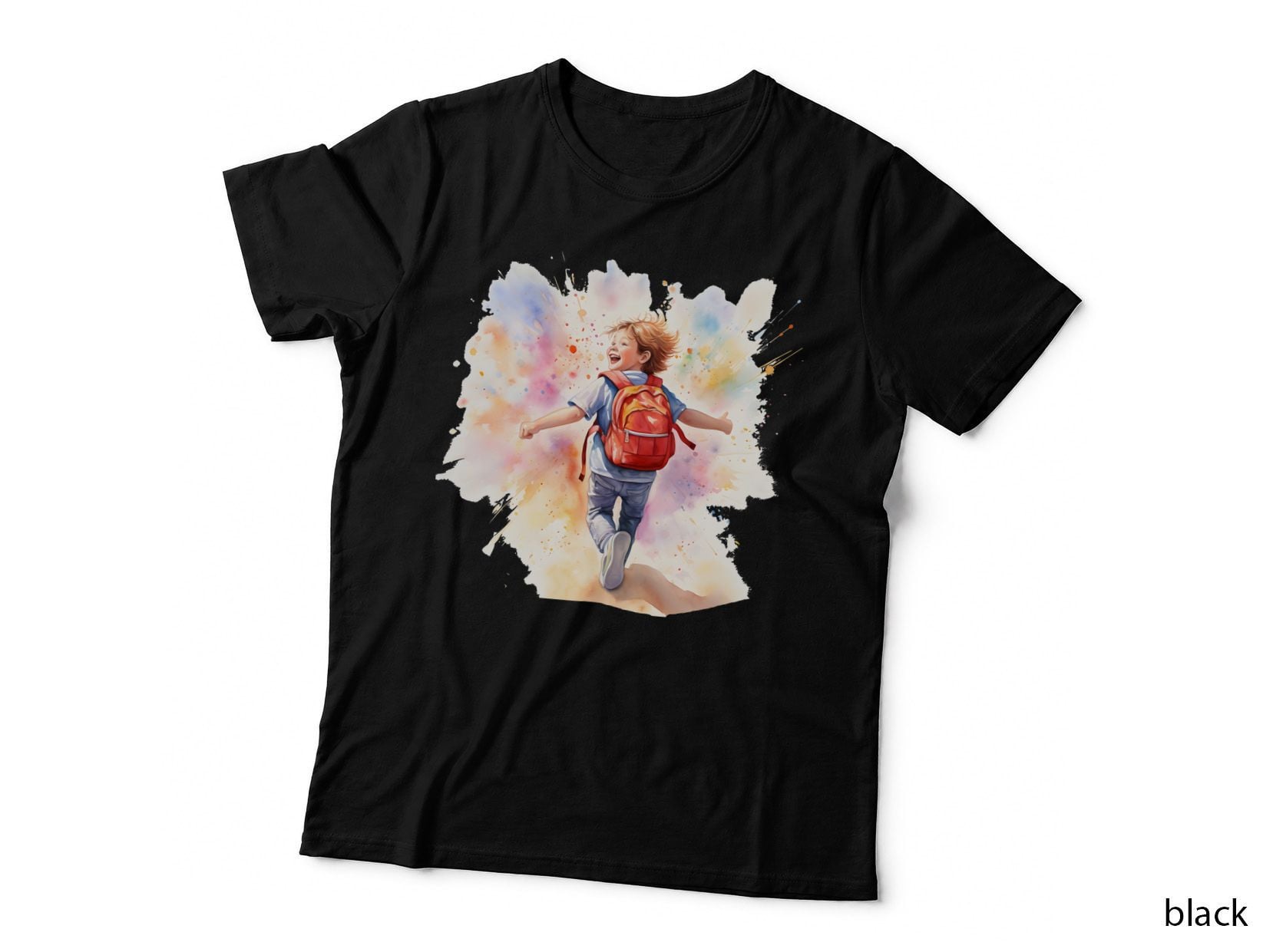 Happy Child Running with Backpack Back to School T-Shirt