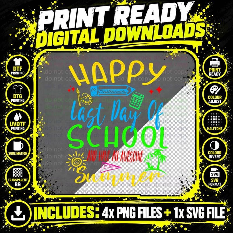 Happy Last Day of School T-Shirt, School Graduation Png SVG Digital Bundle