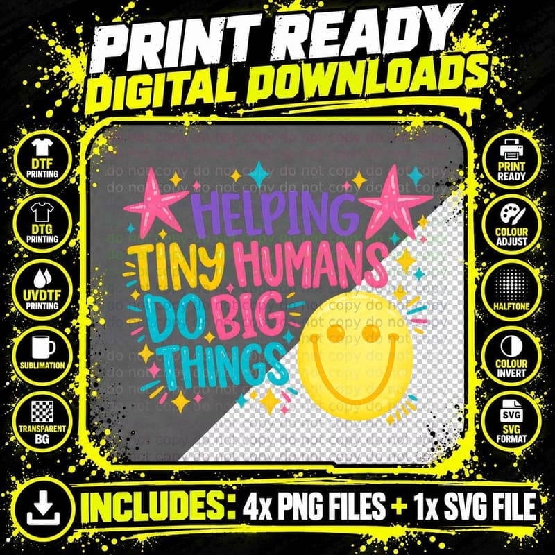 Helping Tiny Humans Do Big Things School Grade Level Png SVG Digital Bundle
