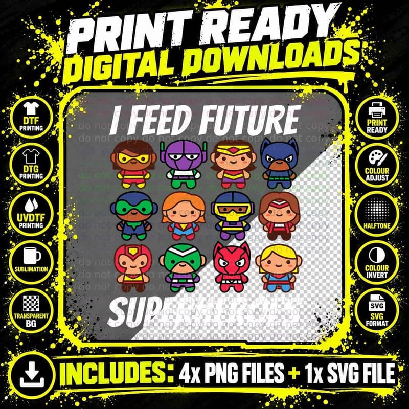 I Feed Future Superheroes School Lunch Lady Squad T-Shirt Png SVG Digital Bundle