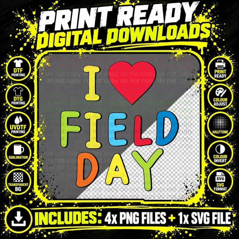 I Love School Field Day T-Shirt Png SVG Digital Bundle