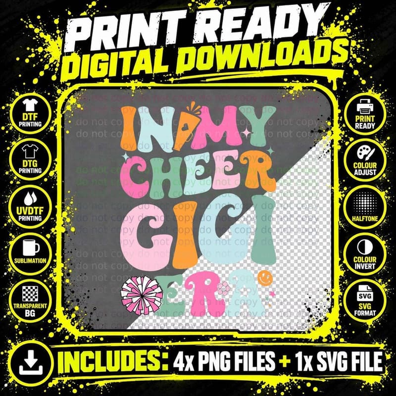 In My Cheer Gigi Era Cheerleading Women Girls Teens Png SVG Digital Bundle