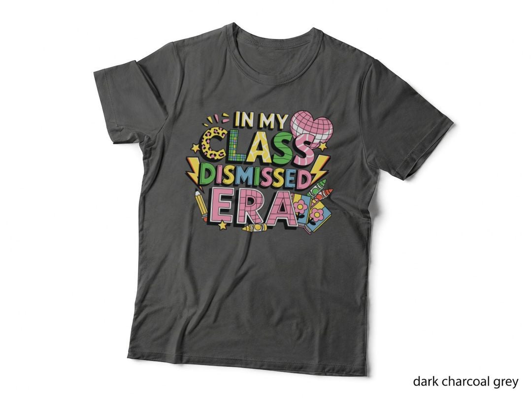 In My Class Dismissed Era T-Shirt, Colorful Classroom Doodles Graphic Tee