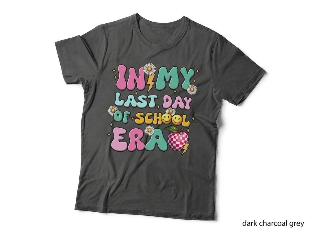 In My Last Day of School Era T-Shirt, Colorful Retro School Theme Graphic Tee