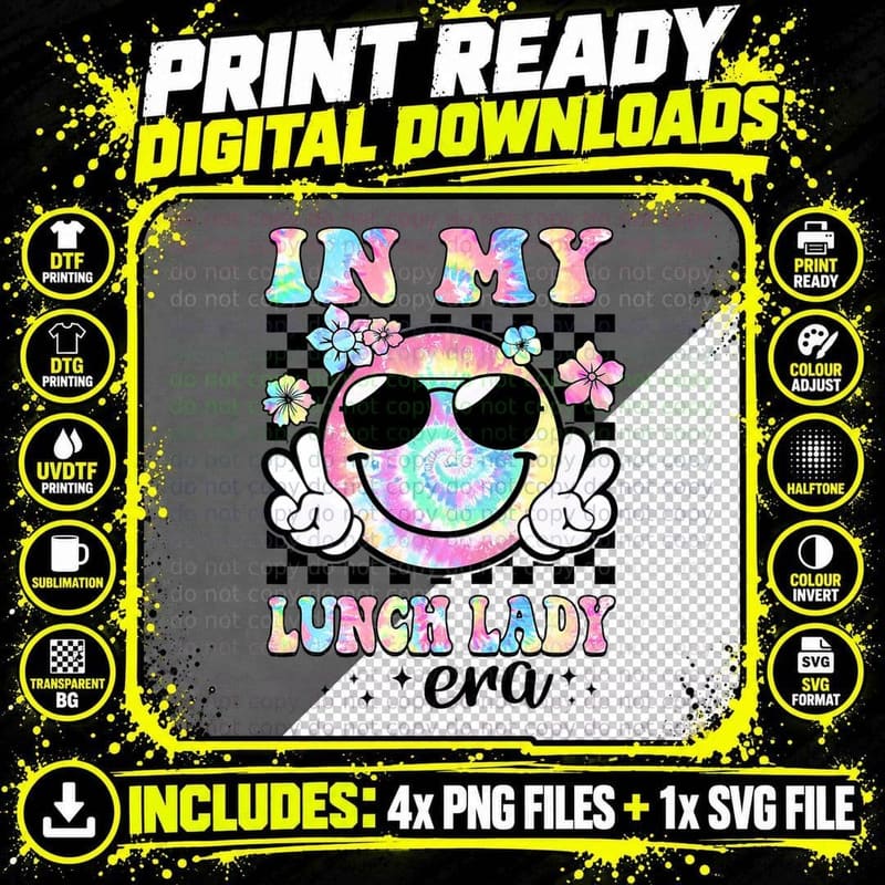 In My Lunch Lady Era Groovy Retro Back to School Funny Png SVG Digital Bundle