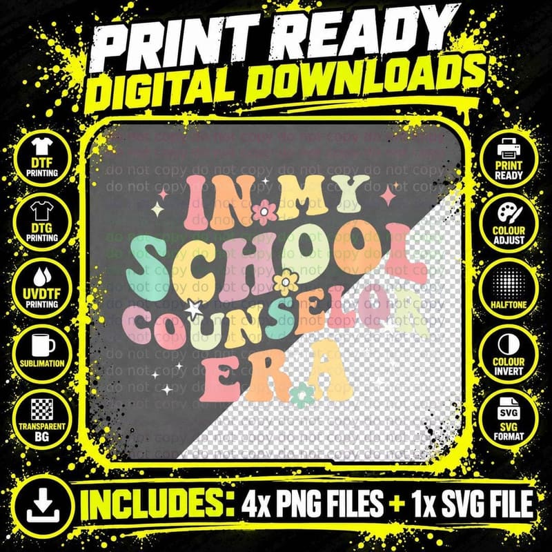 In My School Counselor Era Retro Back to Counseling Png SVG Digital Bundle