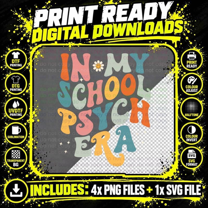 In My School Psych Era Retro School Psychologist Png SVG Digital Bundle