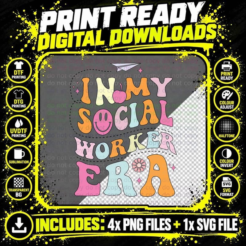 In My Social Worker Era School Social Worker Groovy Png SVG Digital Bundle