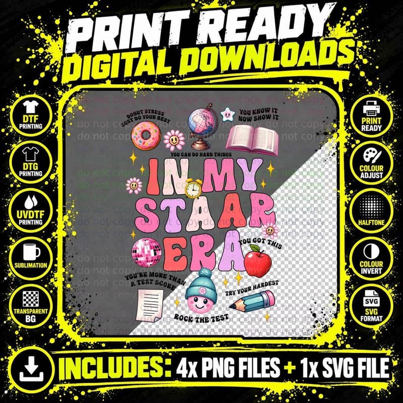 In My Staar Era T-Shirt, Pastel School-Themed Png SVG Digital Bundle
