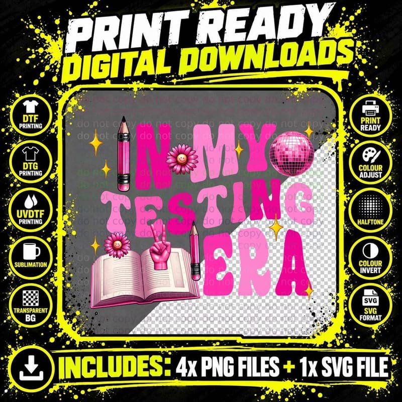In My Testing Era T-Shirt, Pink School-Themed Png SVG Digital Bundle