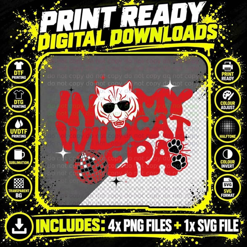 In My Wildcat Era Go Wildcats Groovy School Spirit Png SVG Digital Bundle