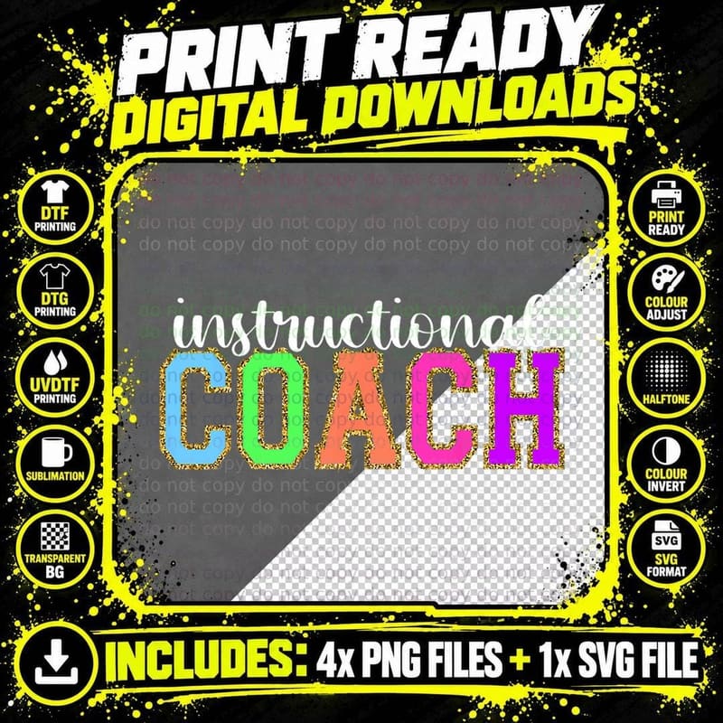 Instructional Coach Funny Back to School Worker Png SVG Digital Bundle