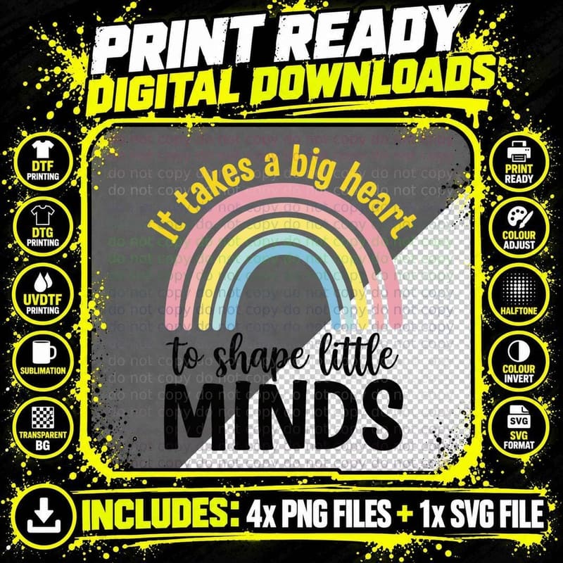 It Takes a Big Heart to Shape Little Minds Back to Png SVG Digital Bundle