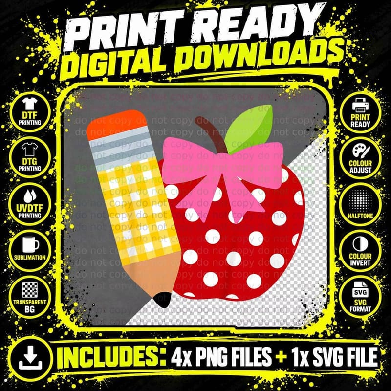 Kids Girls Back to School Apple Toddler First Day of Png SVG Digital Bundle