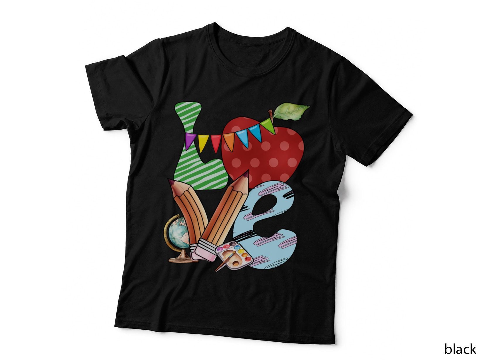 Love Back to School T-Shirt, School Supplies and Apple Art Graphic Tee
