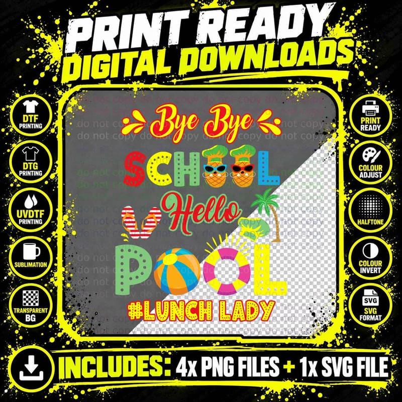Lunch Lady Summer Break Lunch Lady off Duty School Png SVG Digital Bundle