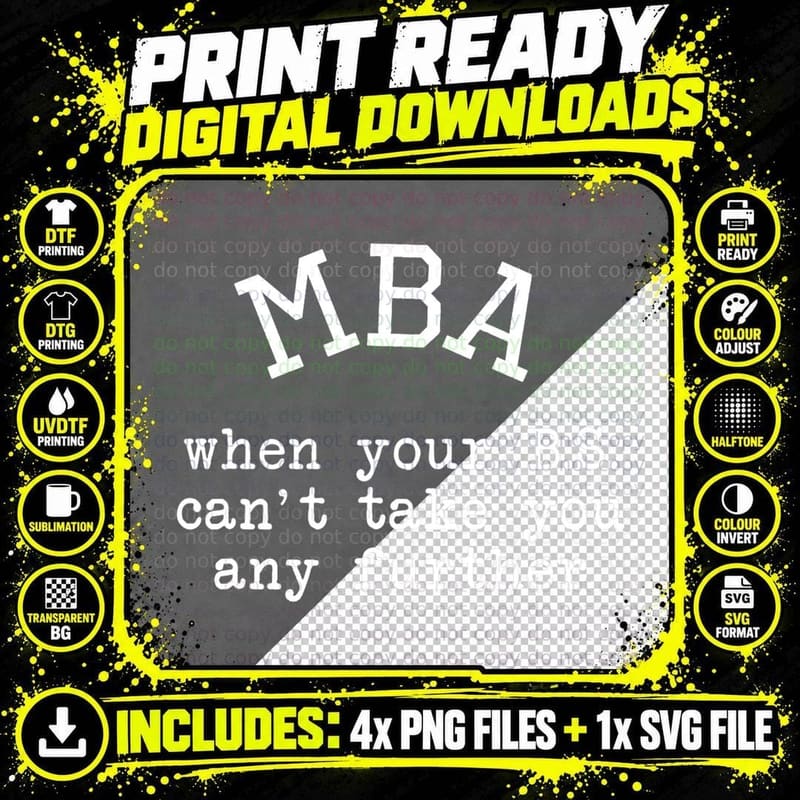 MBA Graduation Gift for Him Her Masters Degree Graduate Png SVG Digital Bundle