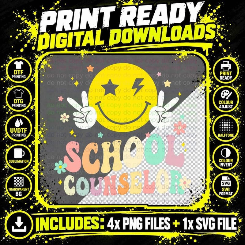 Men Women School Counselor Shirt Counselor Back to Png SVG Digital Bundle