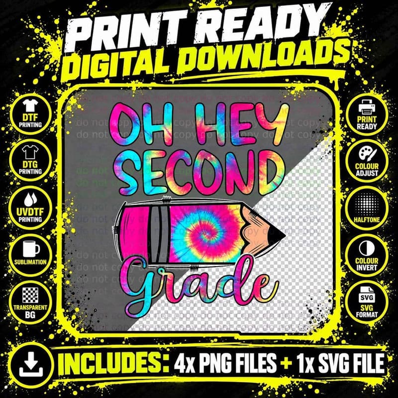 Oh Hey Second Grade First Day of School Back to School Png SVG Digital Bundle