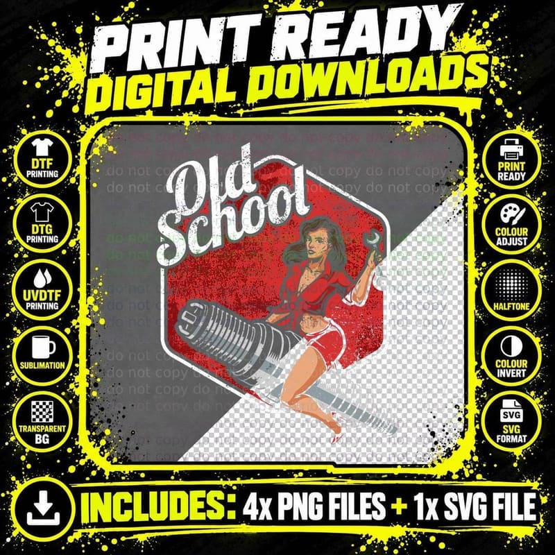 Old School Retro Pin up Girl Rockabilly 1950s T-Shirt Png SVG Digital Bundle