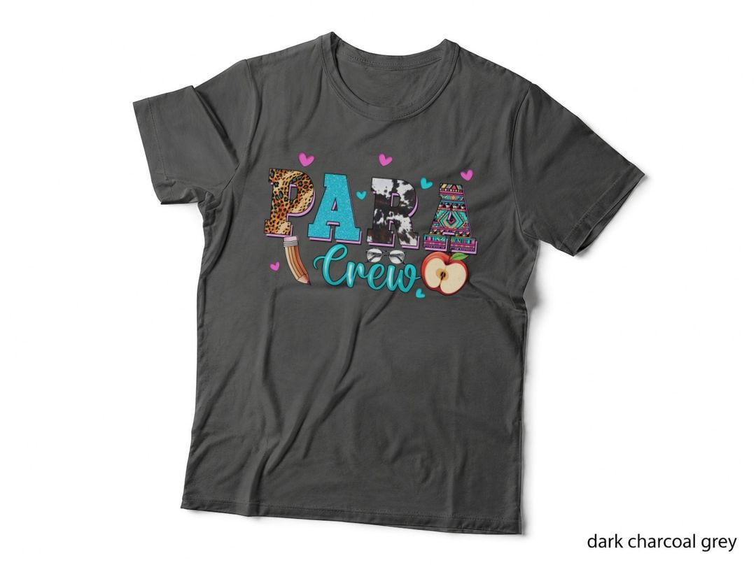 Para Crew Back to School T-Shirt, Animal Print Glitter Cowhide Graphic Tee
