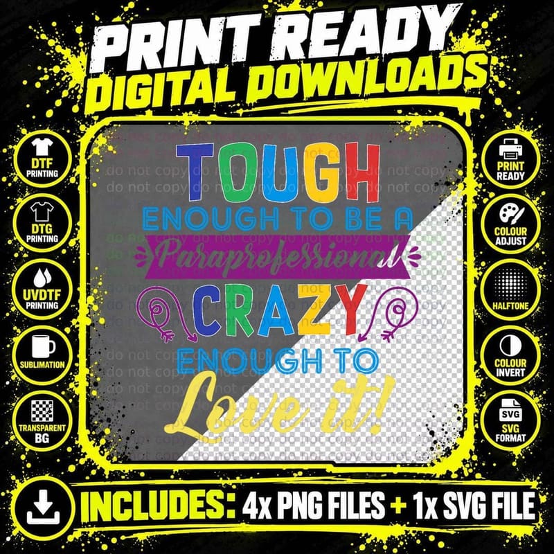 Paraprofessional Teaching Assistant School Special Png SVG Digital Bundle