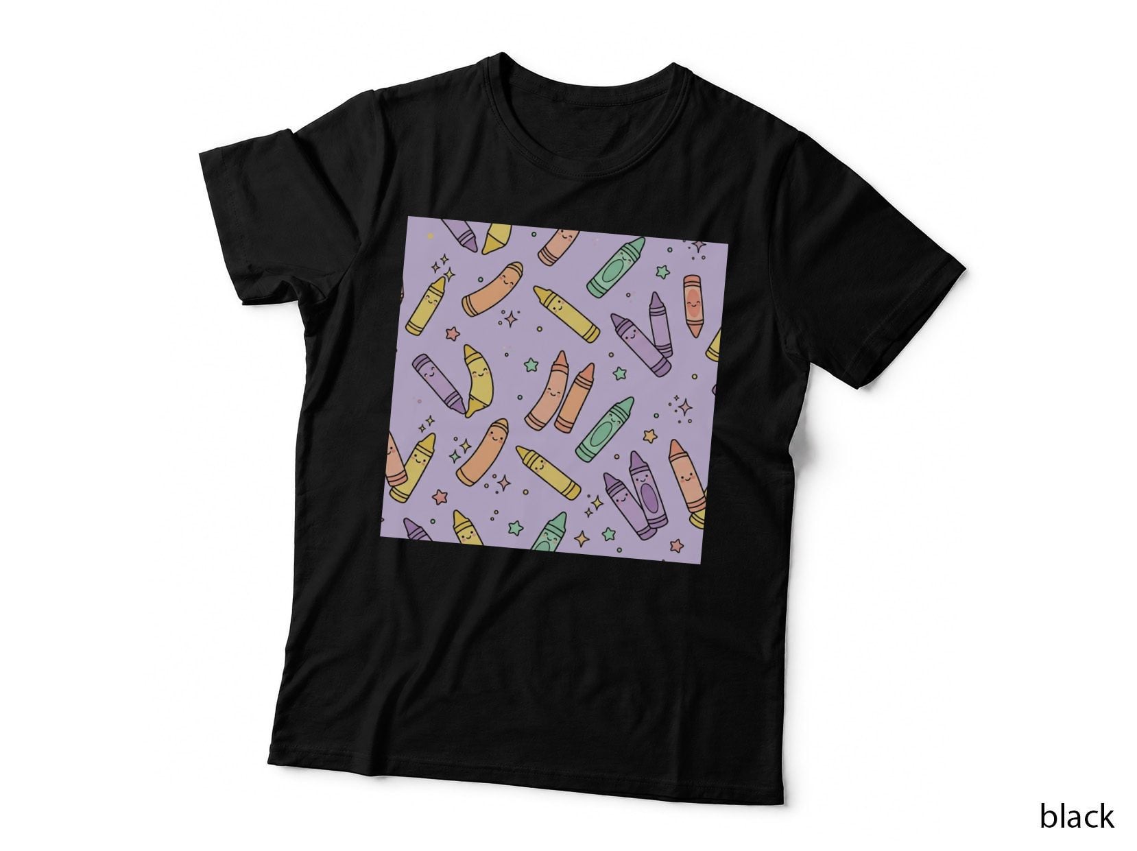 Pastel Crayons on Purple Background Back to School T-Shirt