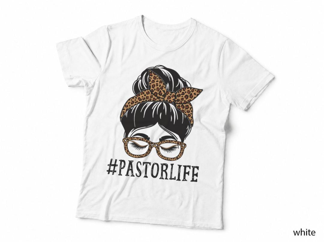 Pastor Leopard Messy Bun Women Back to School T-Shirt