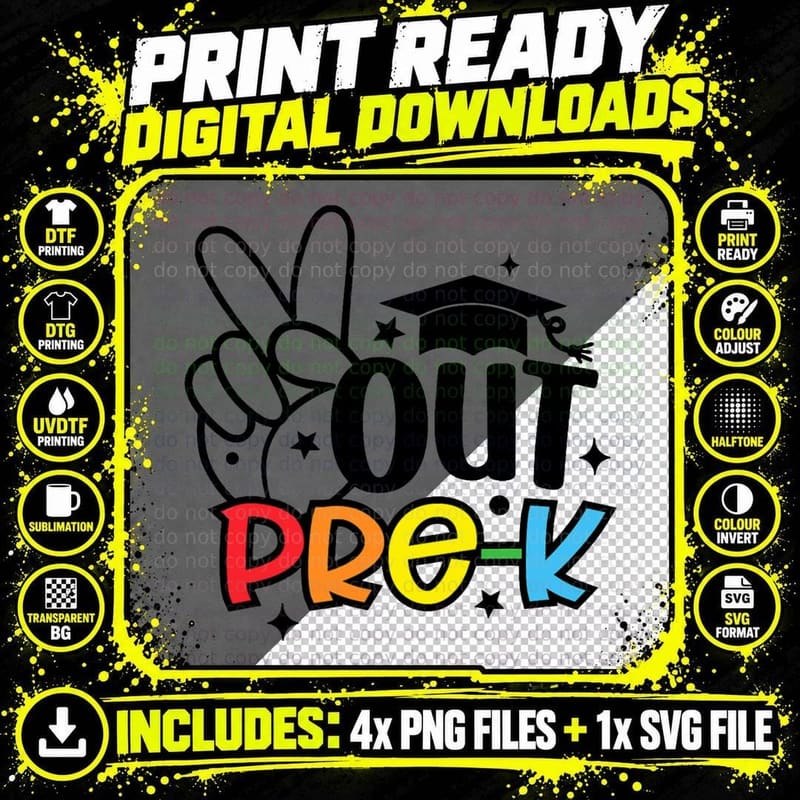Peace Out Pre K Last Day School Graduation Gifts T-Shirt Png SVG Digital Bundle