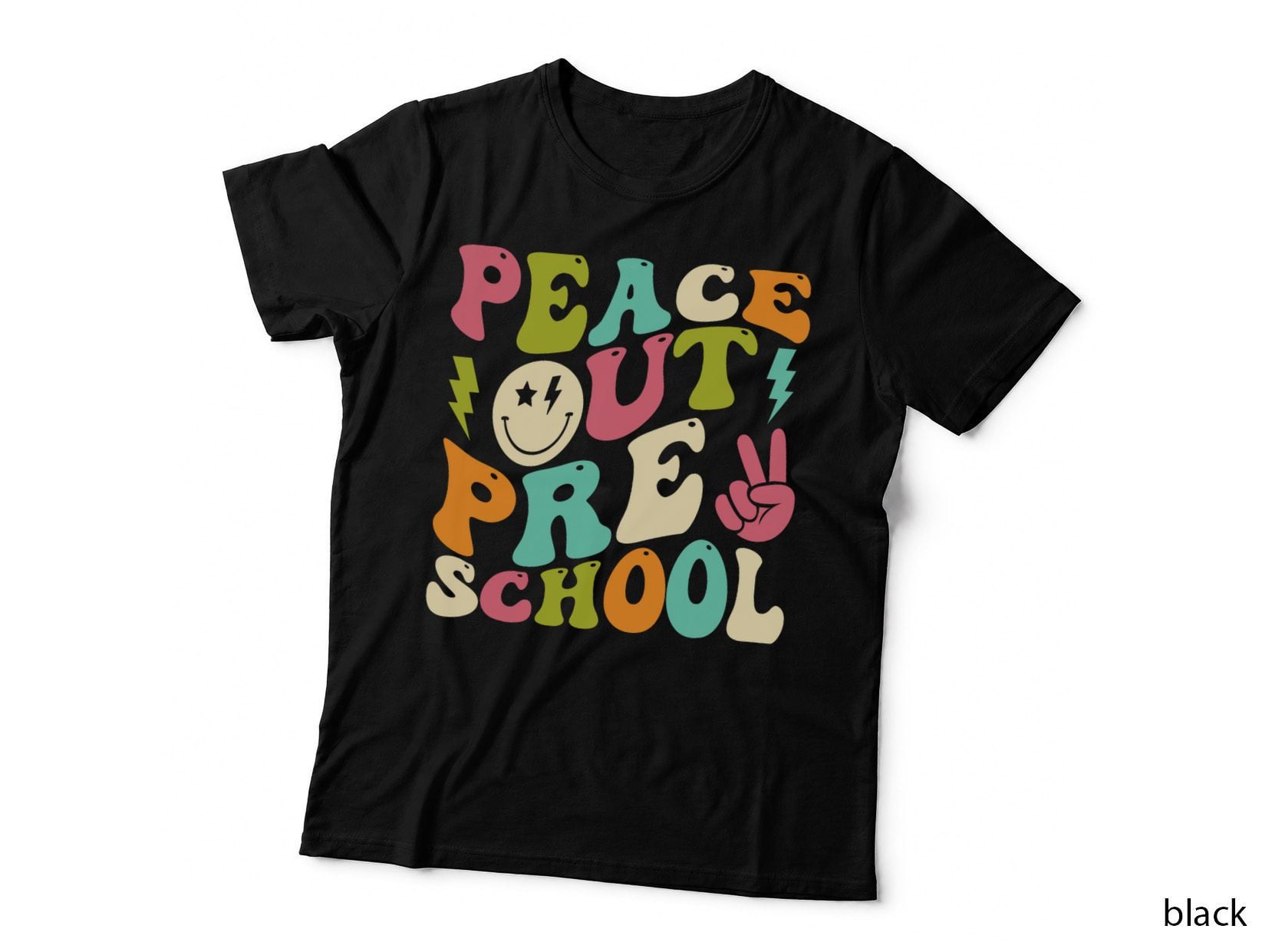 Peace Out Preschool Groovy Graduation Last Day of School T-Shirt