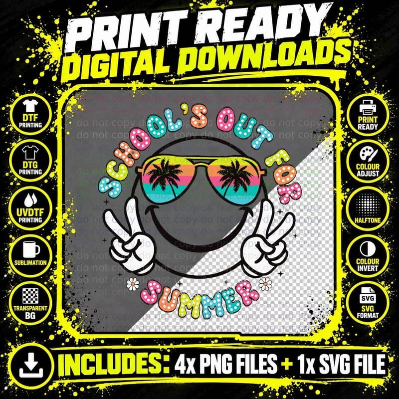 Peace Out for School Summer T-Shirt Png SVG Digital Bundle