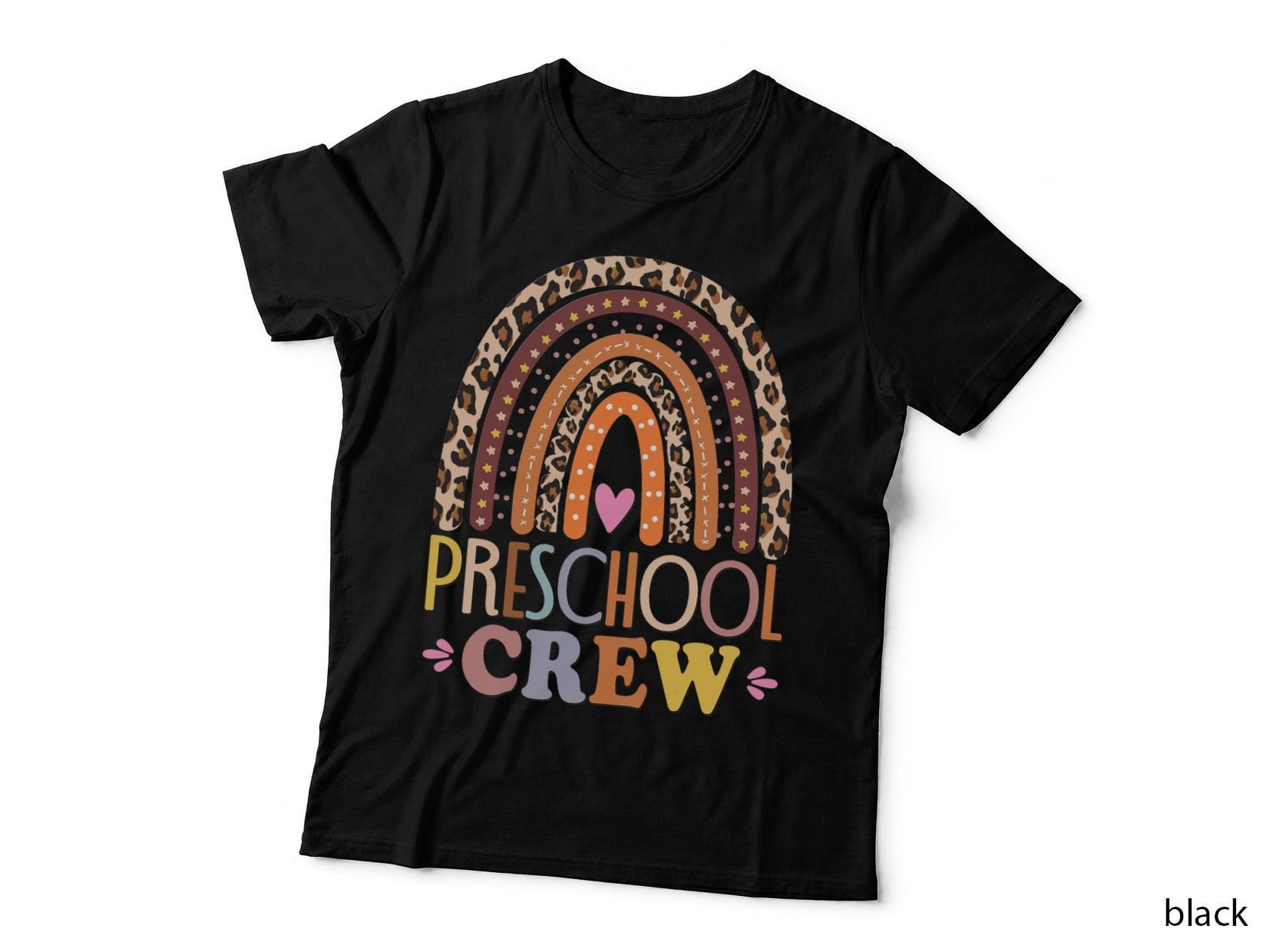 Preschool Crew Cute Leopard Rainbow Back to School Teachers T-Shirt