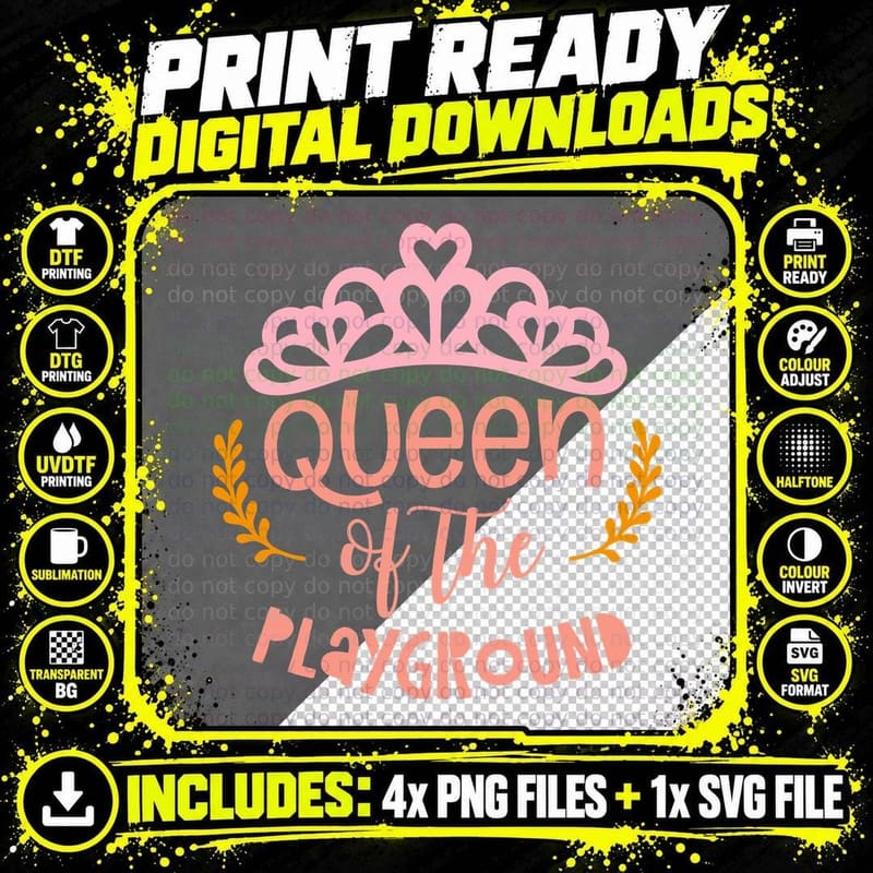 Queen of the Playground T-Shirt Png SVG Digital Bundle