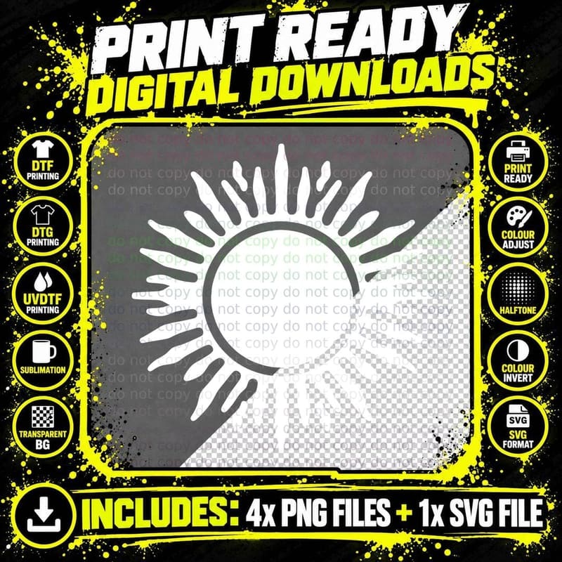 Radiating Sunburst Pattern Back to School Print T-Shirt Png SVG Digital Bundle