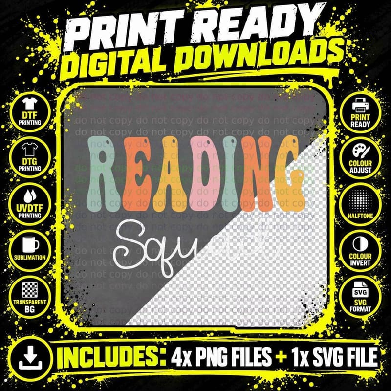 Reading Squad Retro Groovy Vintage Happy First Day of Png SVG Digital Bundle