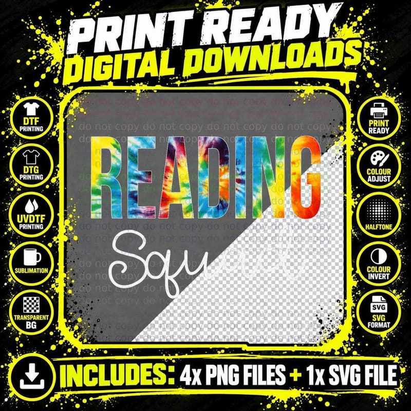 Reading Squad Tie Dye Appreciation Day Hello Back to Png SVG Digital Bundle