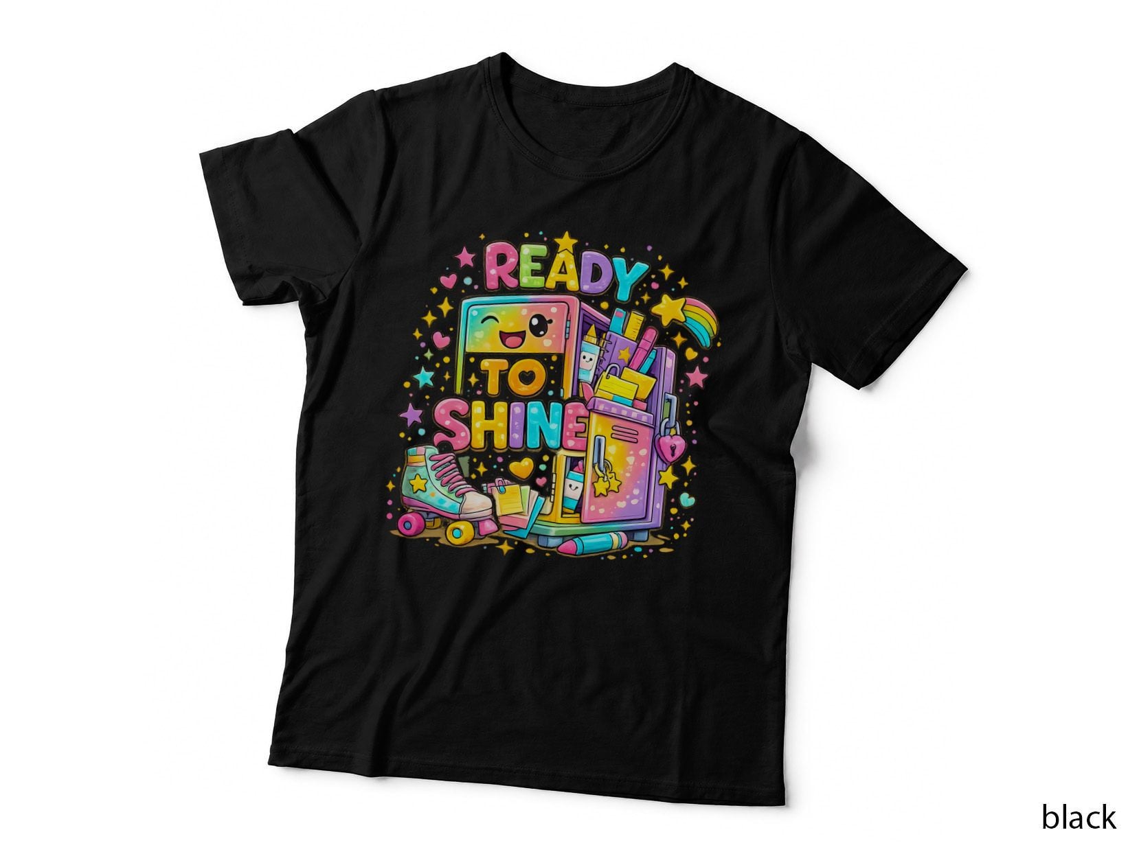 Ready to Shine Back to School T-Shirt, Colorful School Supplies with Graphic