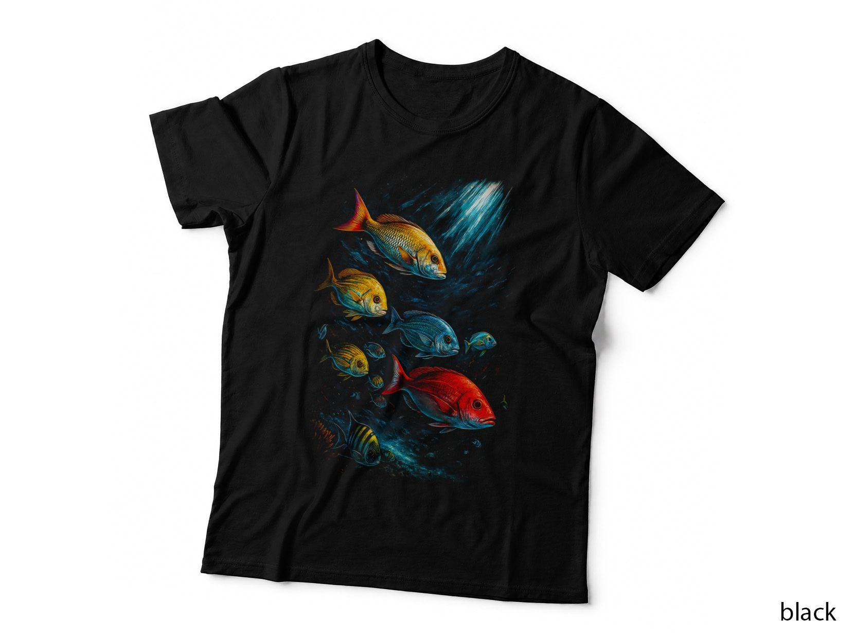 Reef Fish T-Shirt, Halftone Tropical Reef School Graphic Tee