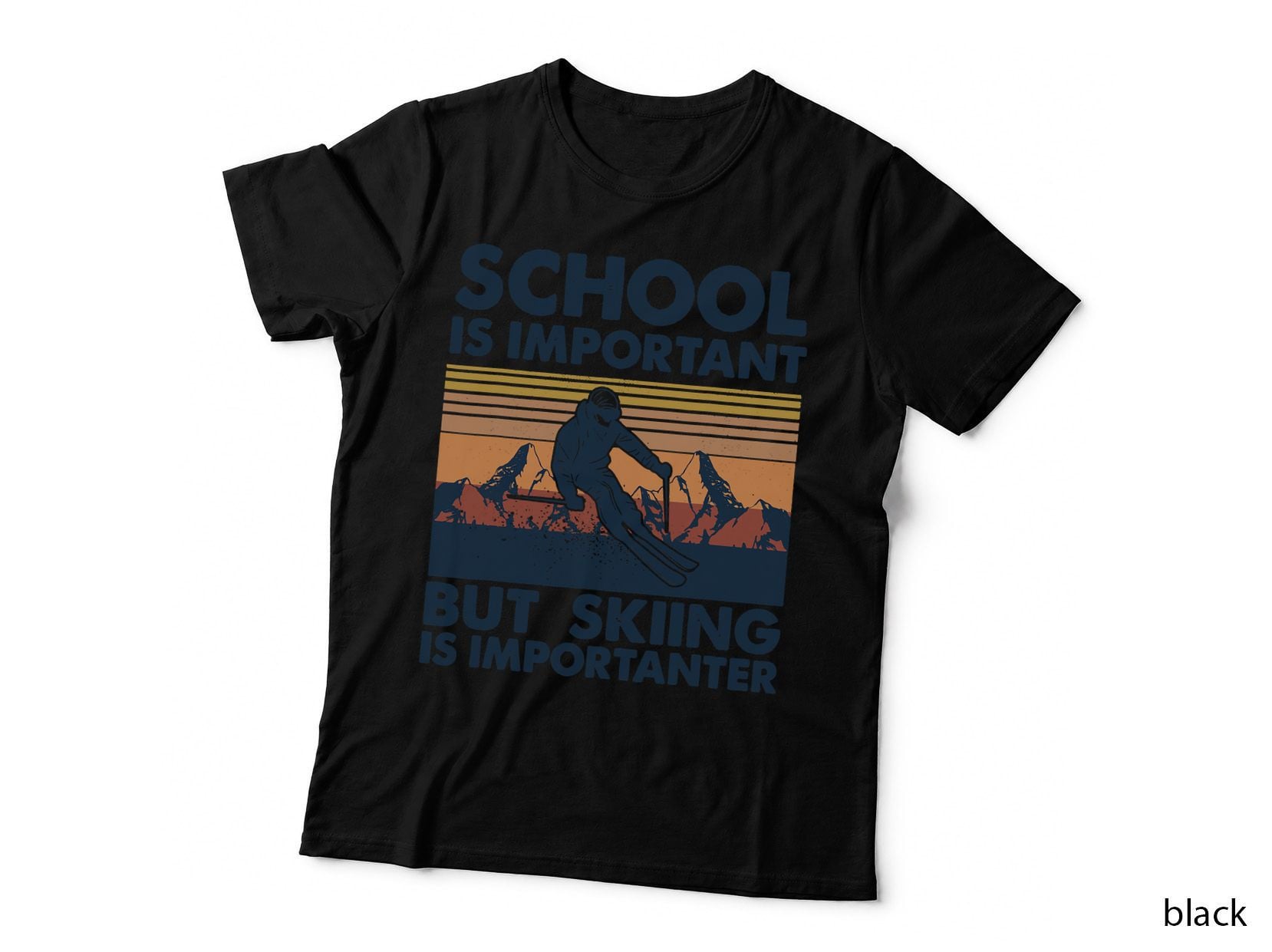 Retro Skiing School Is Important T-Shirt, Vintage Style Tee, Gift for Skiers