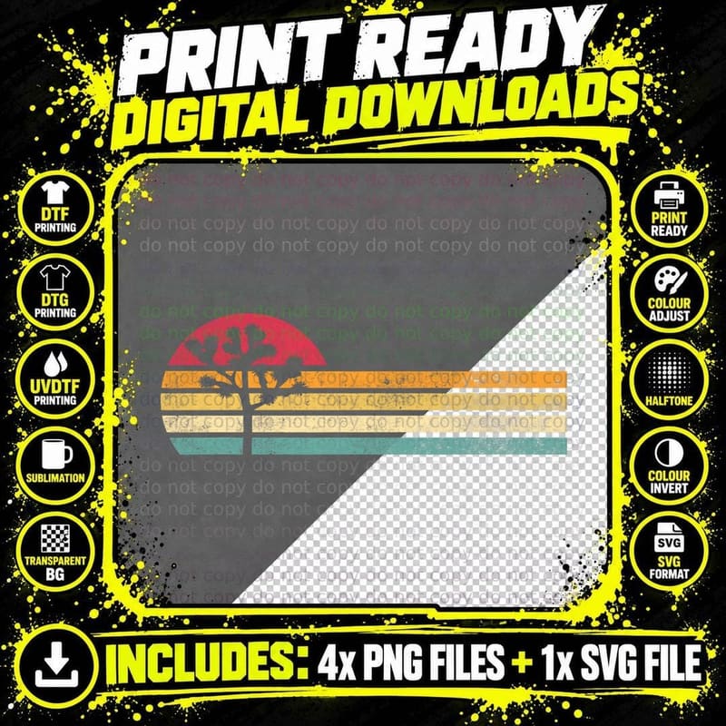 Retro Vintage Joshua Tree National Park Old School 80s Png SVG Digital Bundle